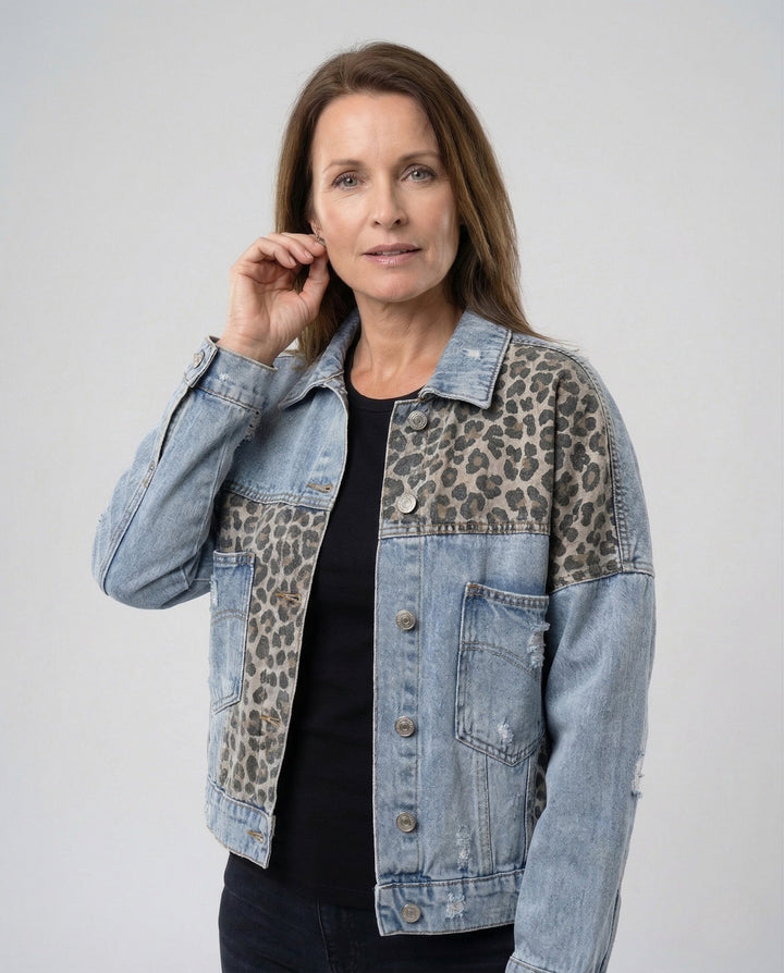 Damen Denim-Jacke mit Animal-Design