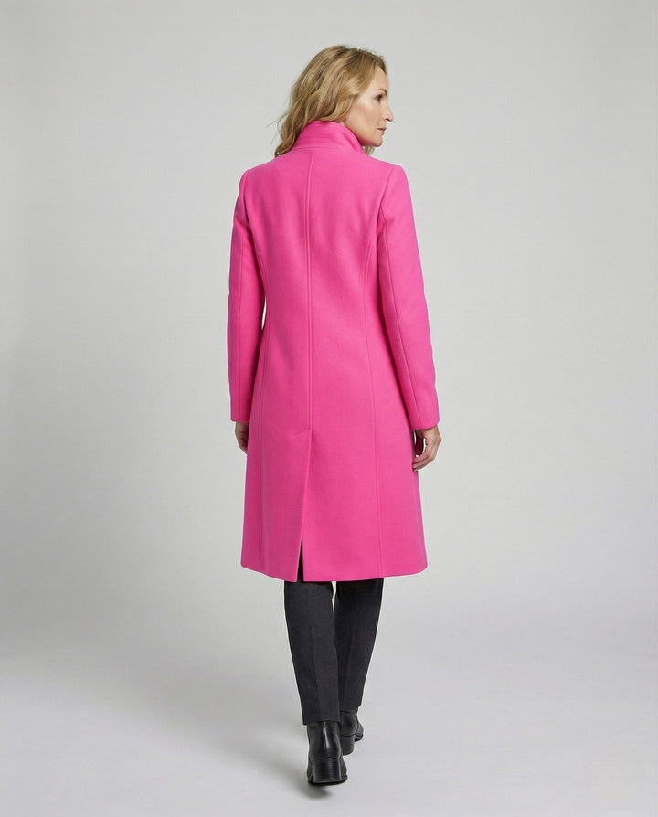 Women's Double-Breasted Long Blazer Coat with Notched Lapel