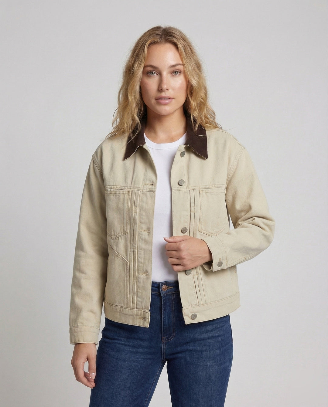 Women's Cotton Jacket with Cord Collar