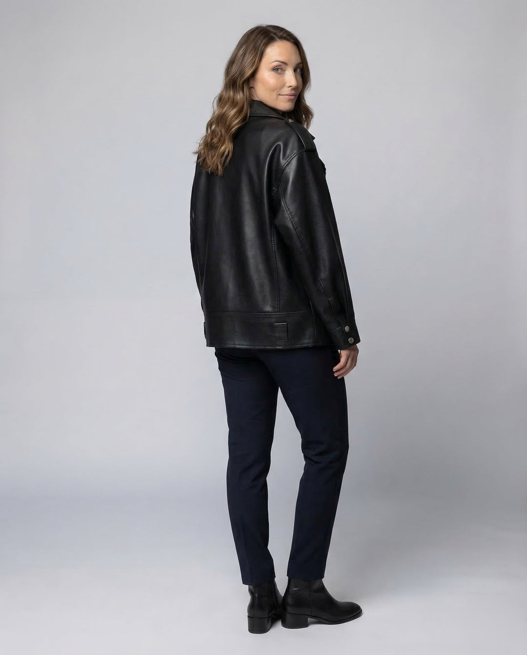 Women's Biker Jacket Faux Leather Oversized