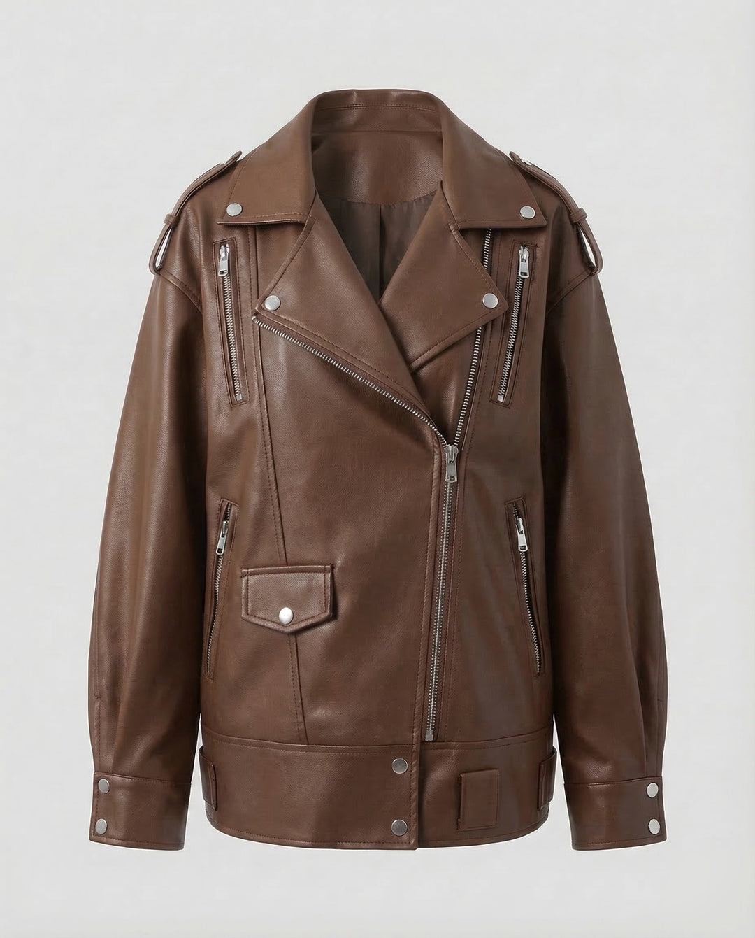 Women's Biker Jacket Faux Leather Oversized