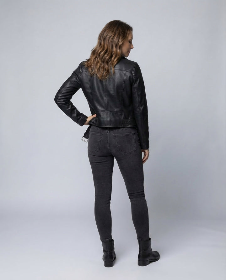 Women's Biker Jacket Faux Leather Tailored