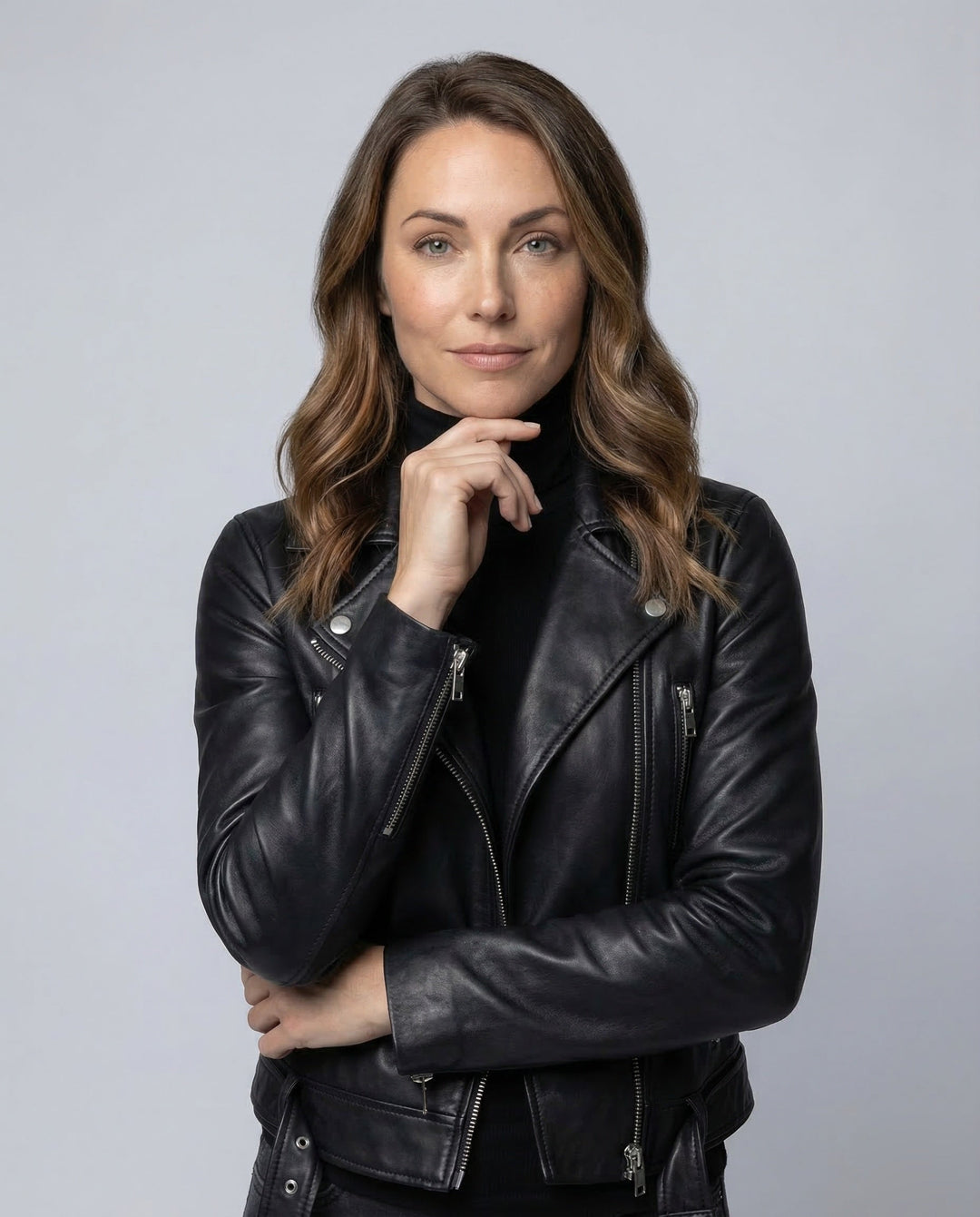 Women's Biker Jacket Faux Leather Tailored