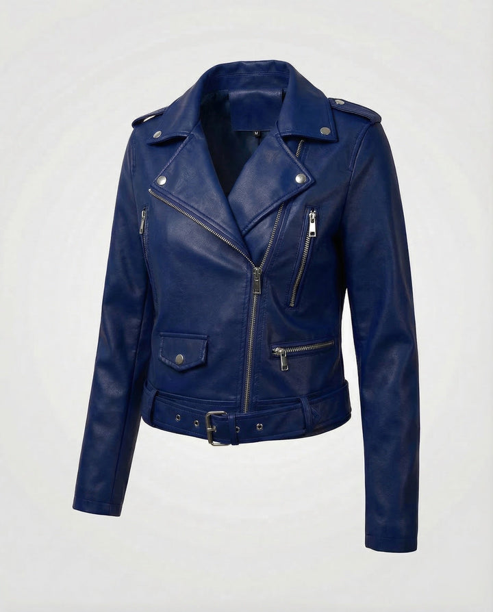 Women's Biker Jacket Faux Leather Tailored