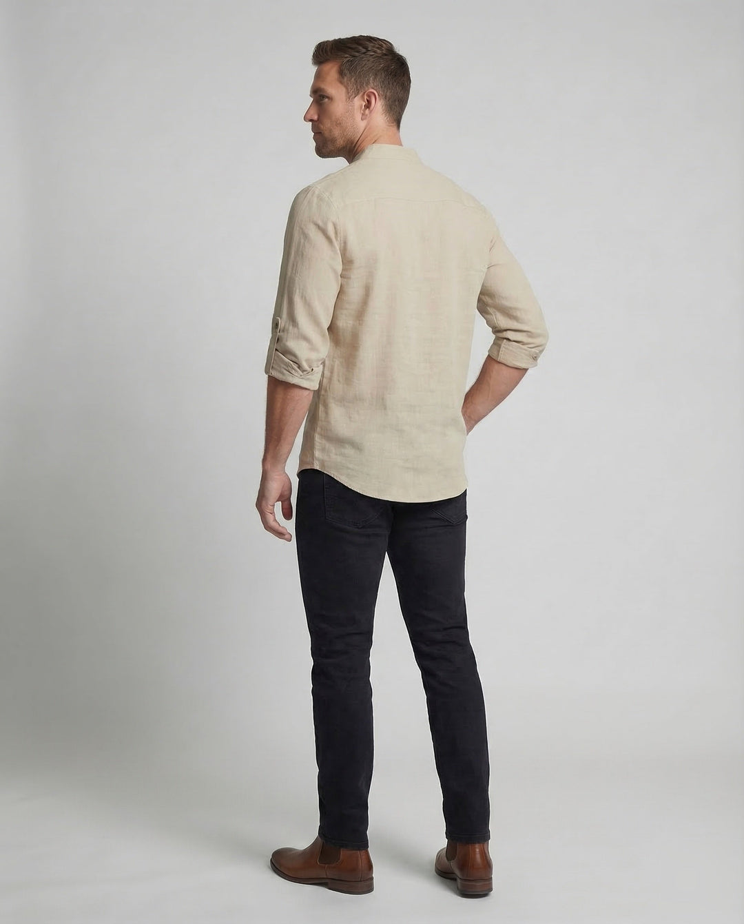 Men's Laced Collar Casual Shirt - Relaxed Fit for Summer