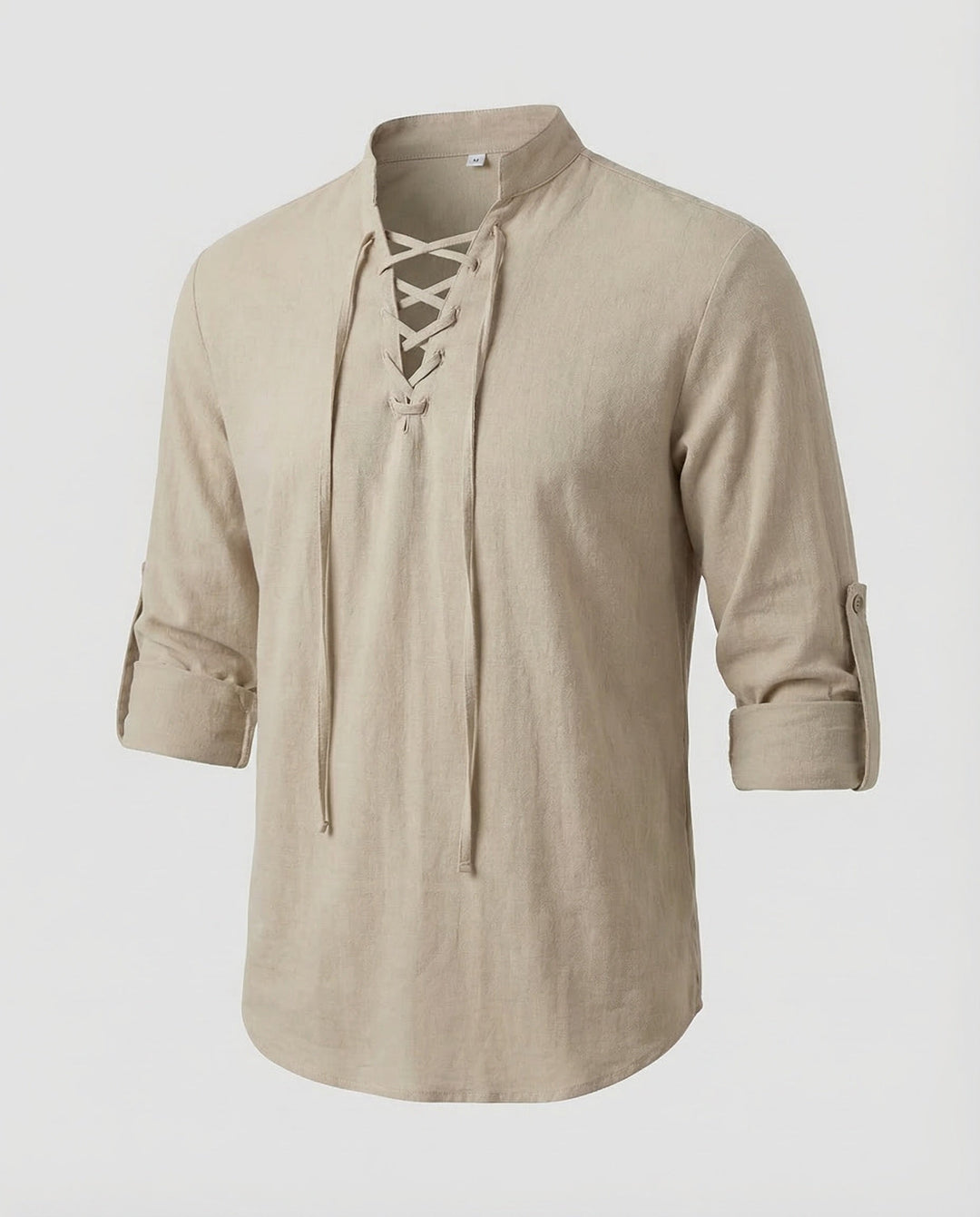 Men's Laced Collar Casual Shirt - Relaxed Fit for Summer