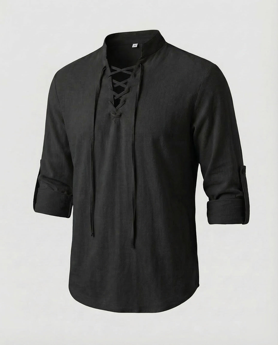 Men's Laced Collar Casual Shirt - Relaxed Fit for Summer