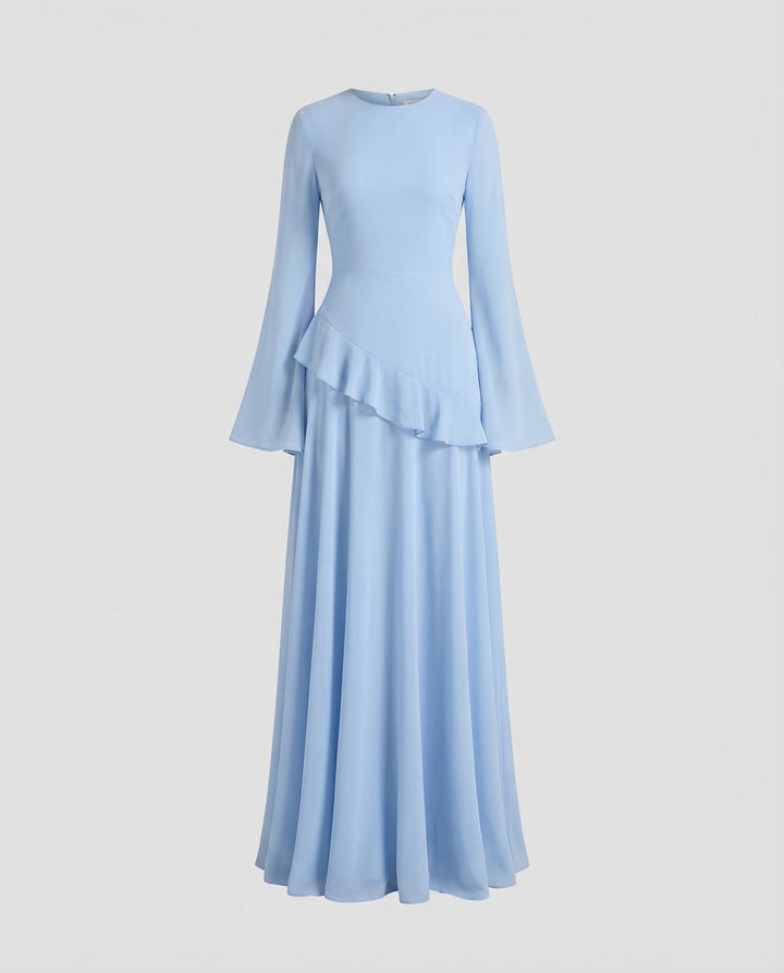 Women's Evening Dress Tailored Ruffle Yoke