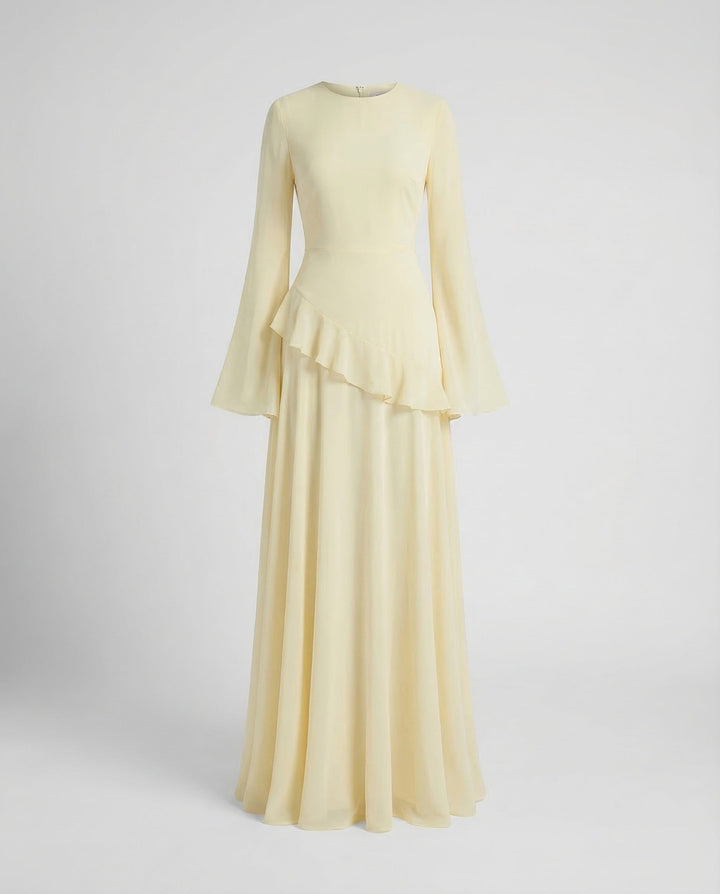 Women's Evening Dress Tailored Ruffle Yoke