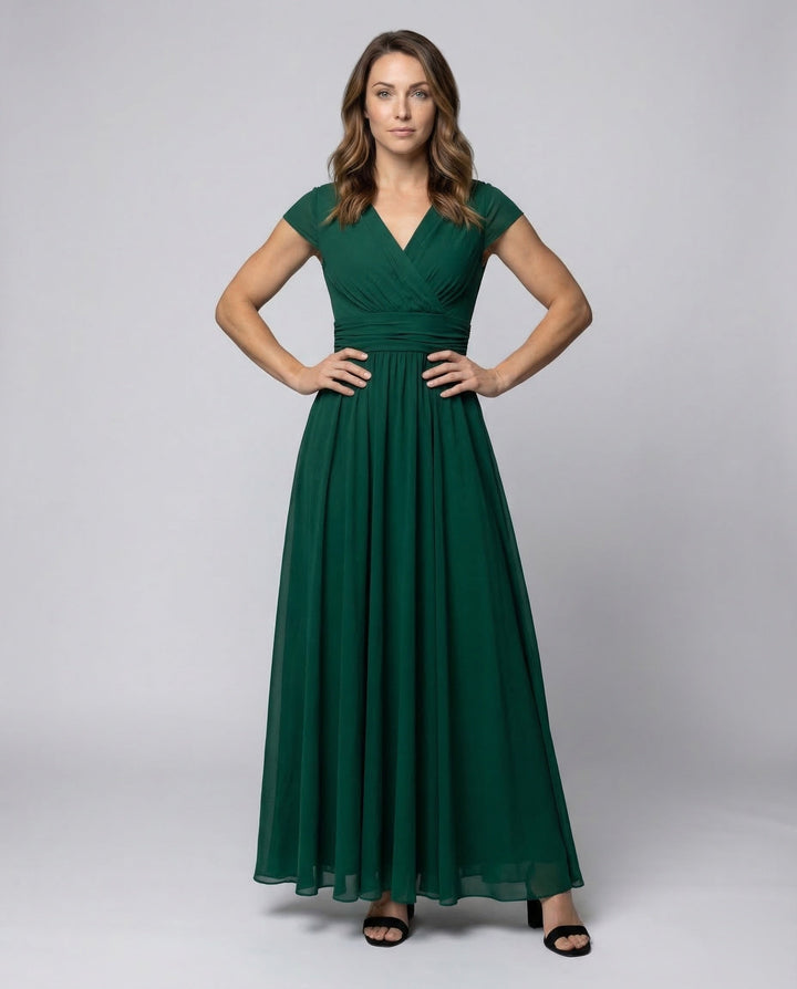 Women's Evening Dress V-Neck Wrap Waist
