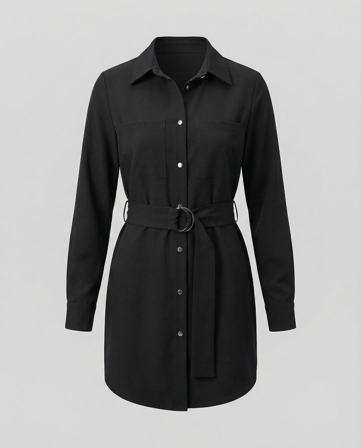 Women's Smart Tie Waist Shirt Dress