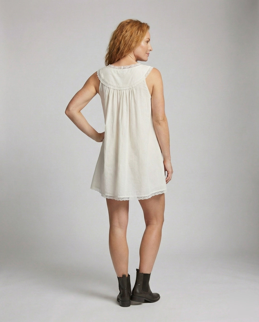 Women's Babydoll Mini Dress Airy Round Neck