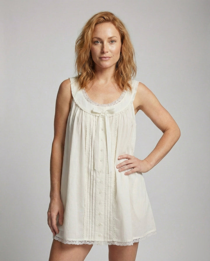 Women's Babydoll Mini Dress Airy Round Neck