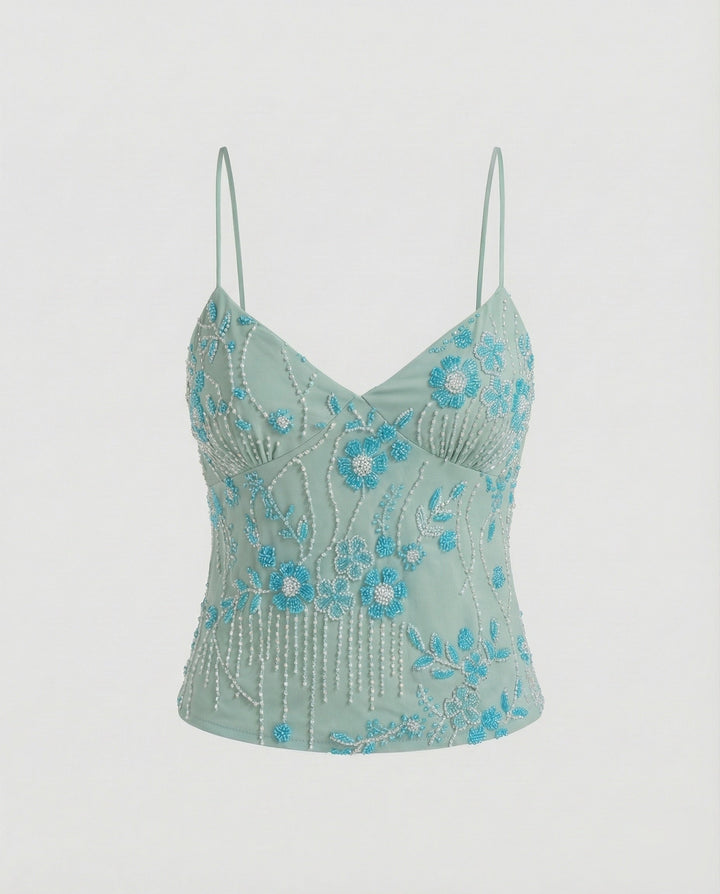 Women's Embroidered Sequin Blended Fabric Cami