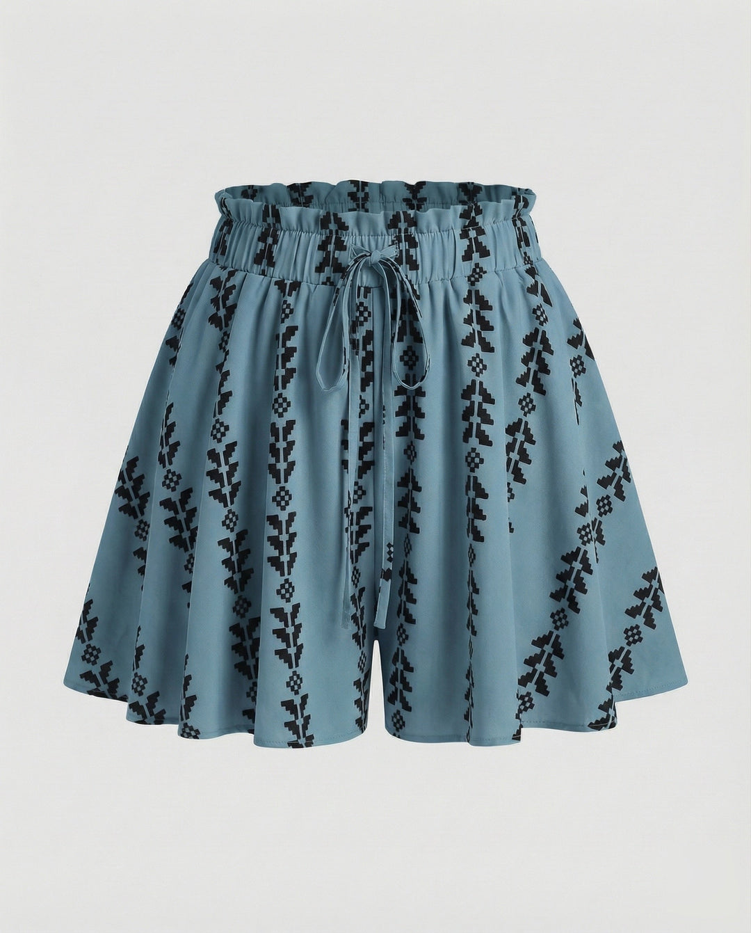 Women's Flared Leaf Print Mixed Fabric Skater Mini Skirt