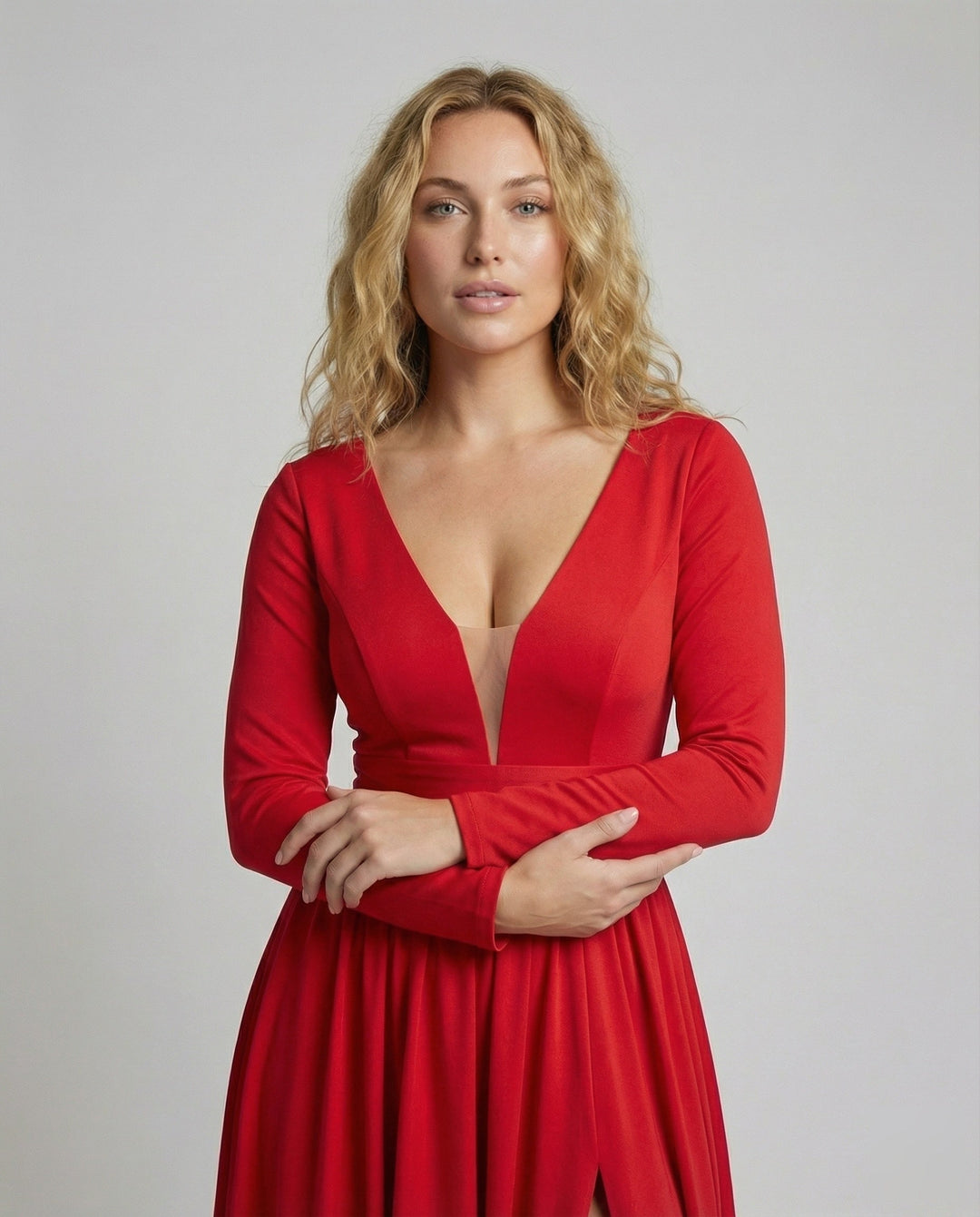 Women's Evening Dress V-Neck Thigh Slit