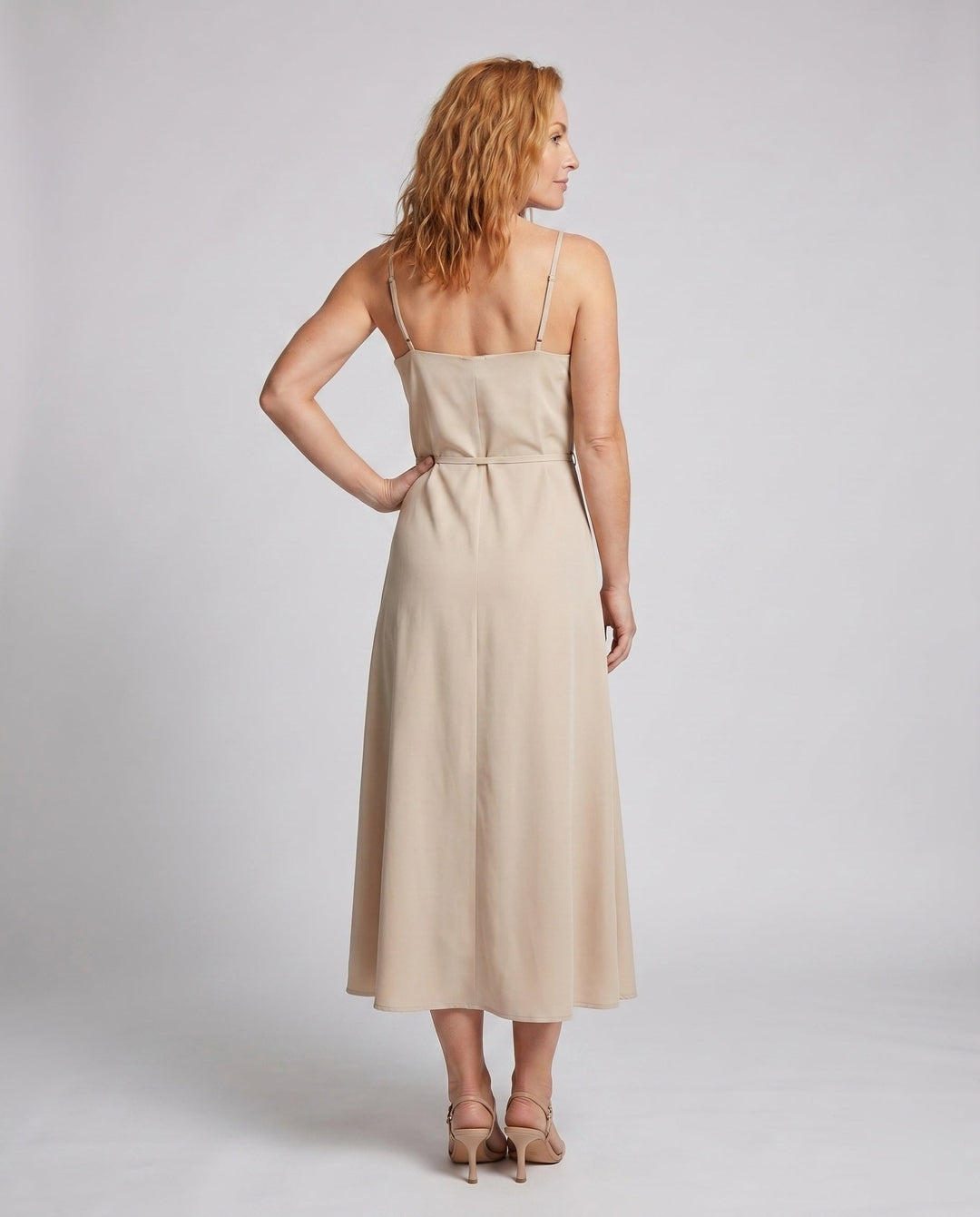 Women's Evening Dress with Elegant V-Neck and Flowing Cut