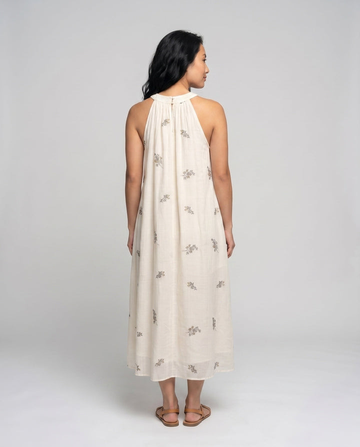 Ladies Airy Summer Dress with Delicate Floral Applications, view 3 - Elena Harper