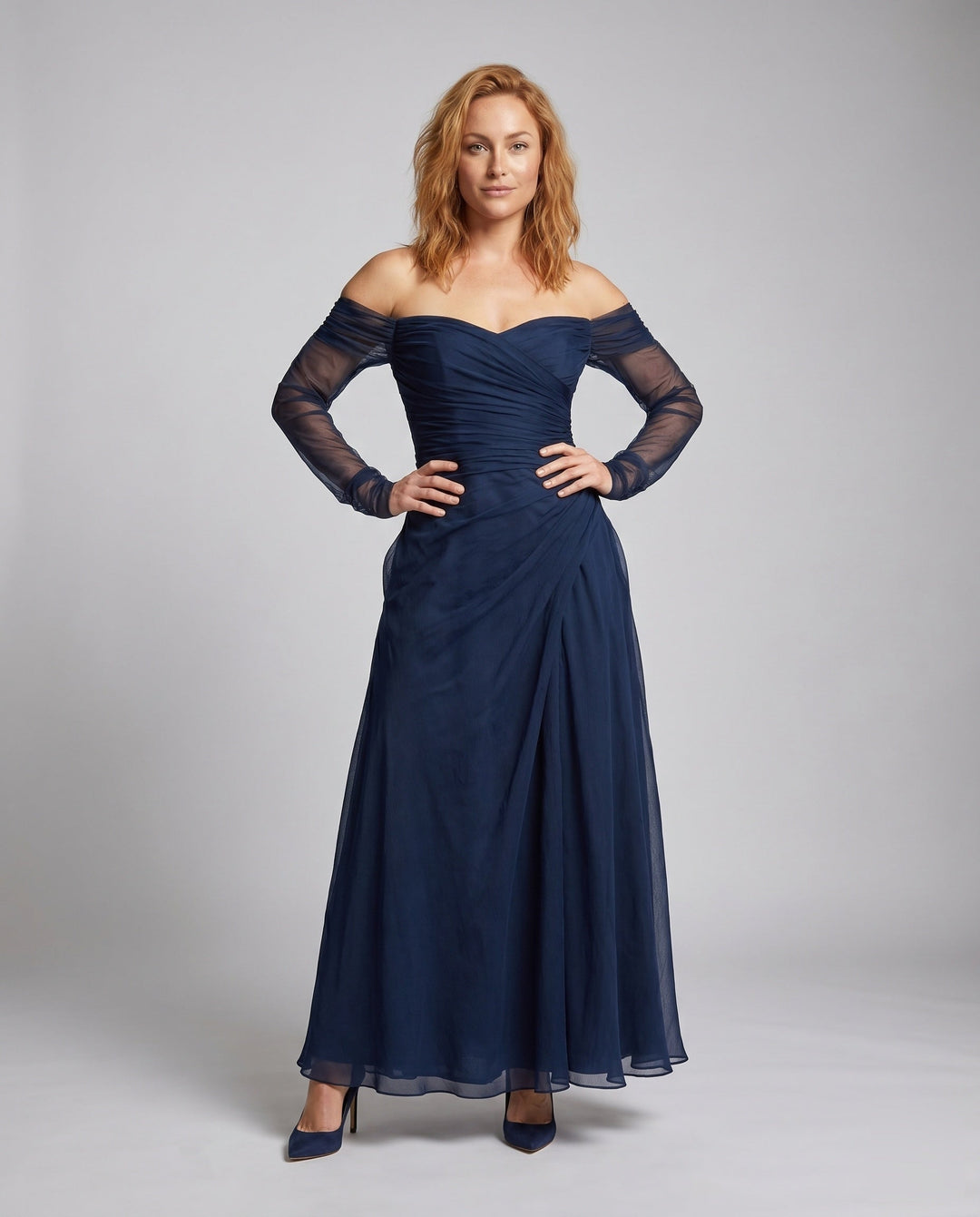 Women's Evening Dress with Off-Shoulder Design and Tailored Silhouette EB