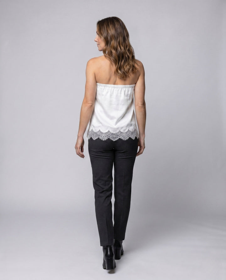 Women's Bandeau Top with Floral Lace Edge EB