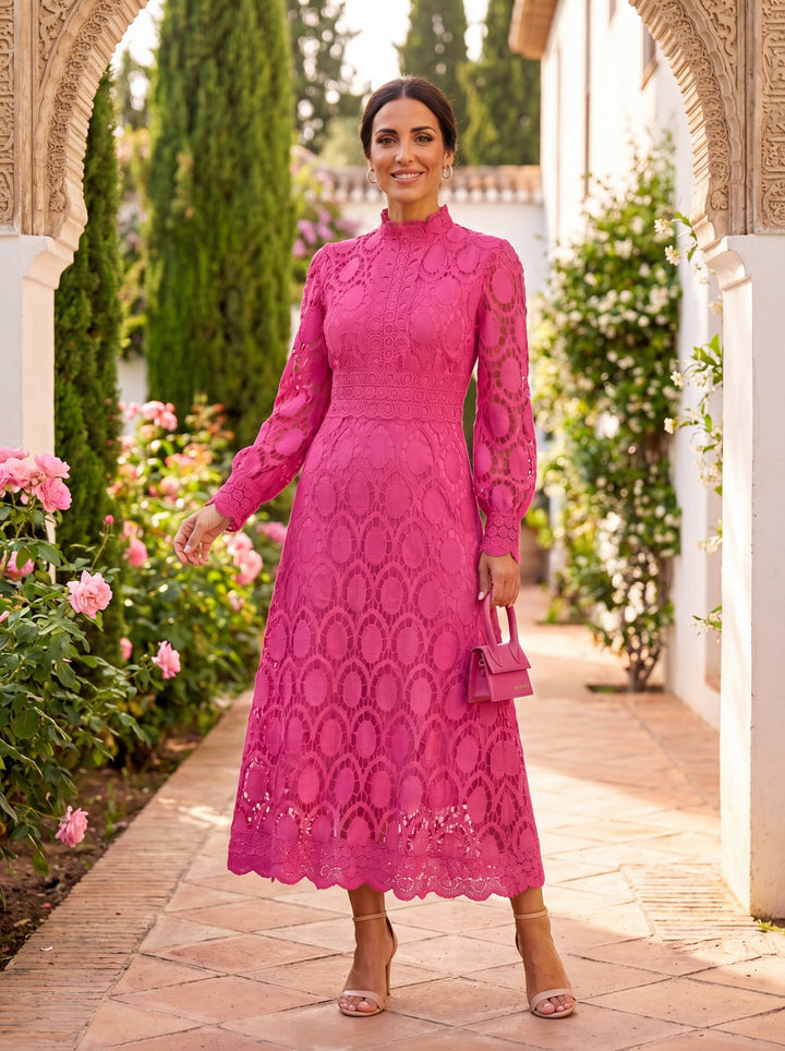 Elegant Carmona spring lace dress by Emma & Rose Cape Town, featuring intricate lace details and a flattering fit.