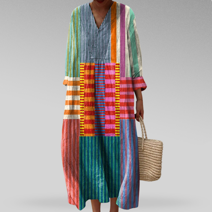 Women's Dress with Geometric Pattern, Loose Fit, Lightweight Fabric for Daily Use