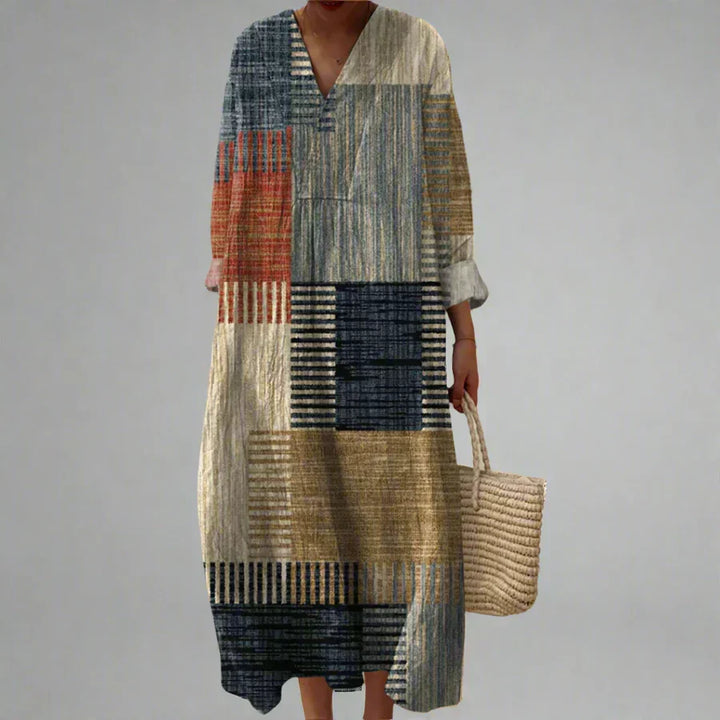 Women's Dress with Geometric Pattern, Loose Fit, Lightweight Fabric for Daily Use