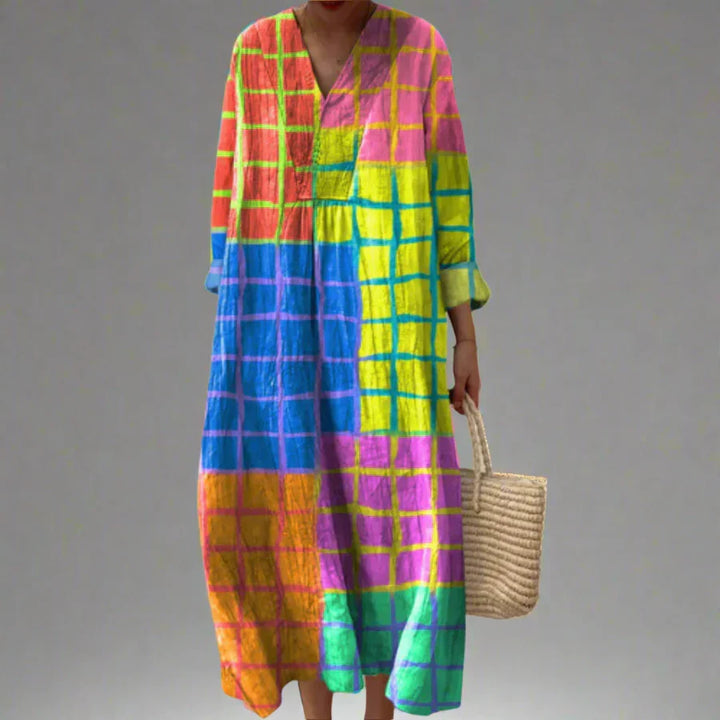 Women's Dress with Geometric Pattern, Loose Fit, Lightweight Fabric for Daily Use