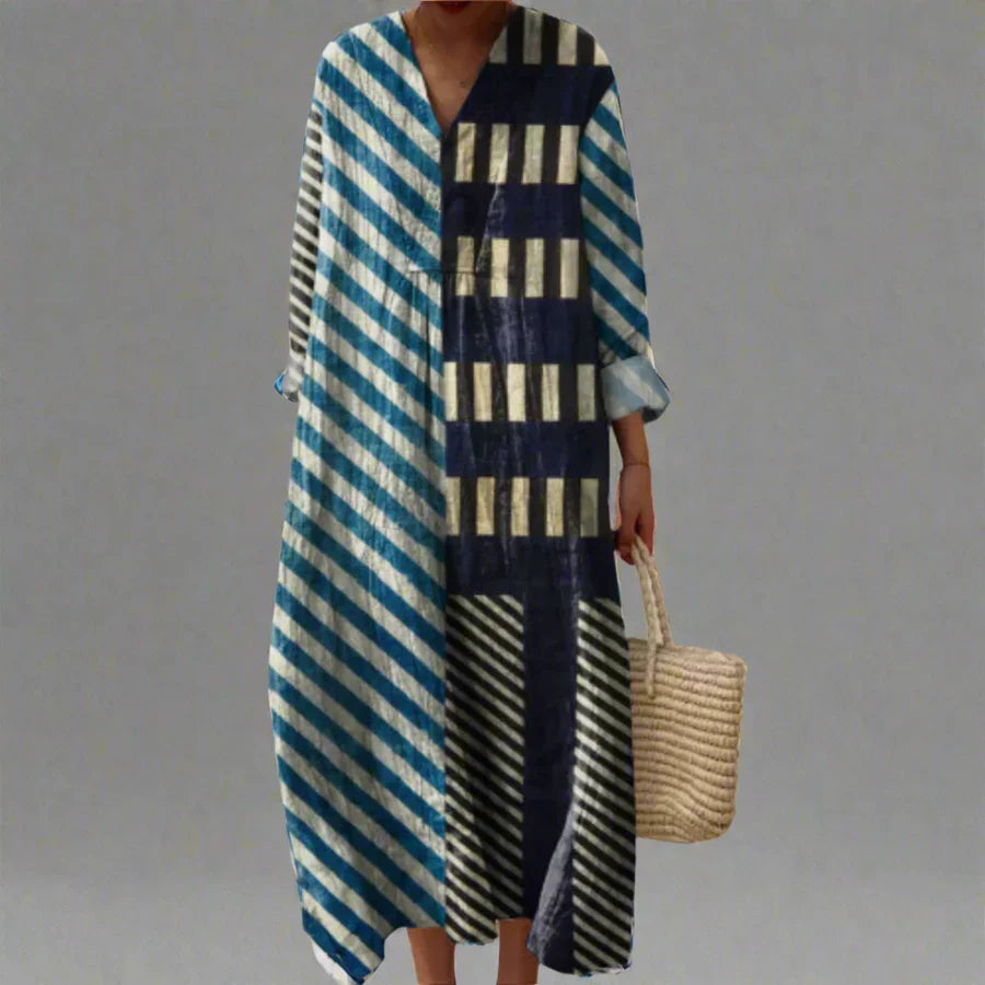Women's Dress with Geometric Pattern, Loose Fit, Lightweight Fabric for Daily Use