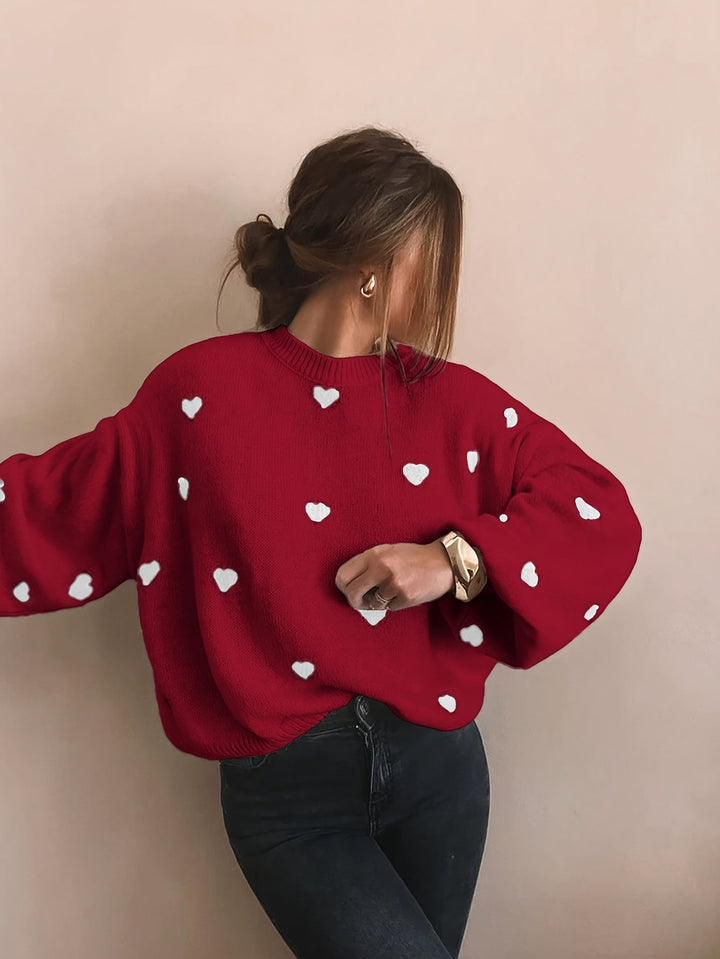 Women's Pullover | Cute Heart Design & Relaxed Fit