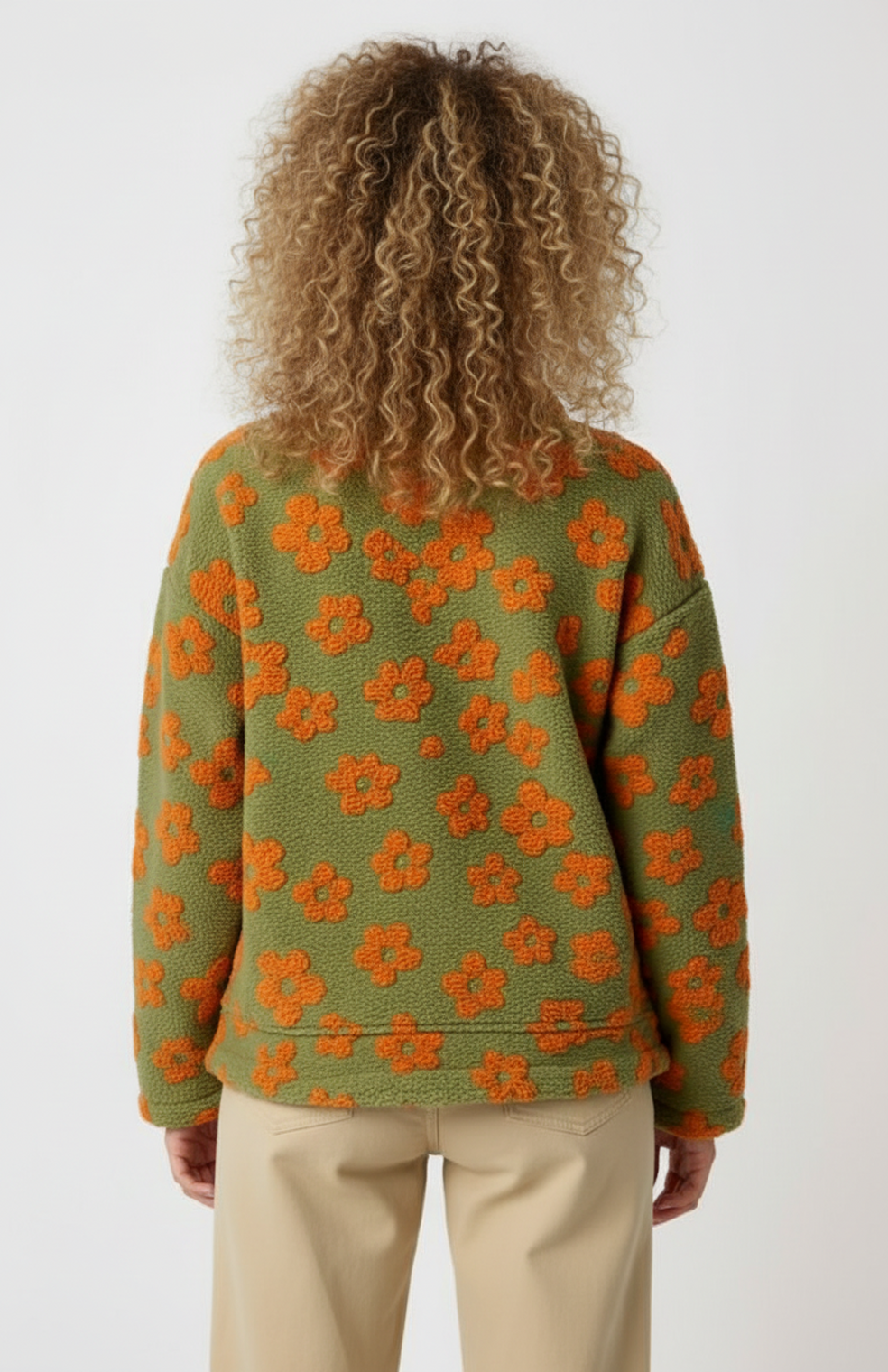 Women's Pullover | Playful Floral Design with Half-Zip