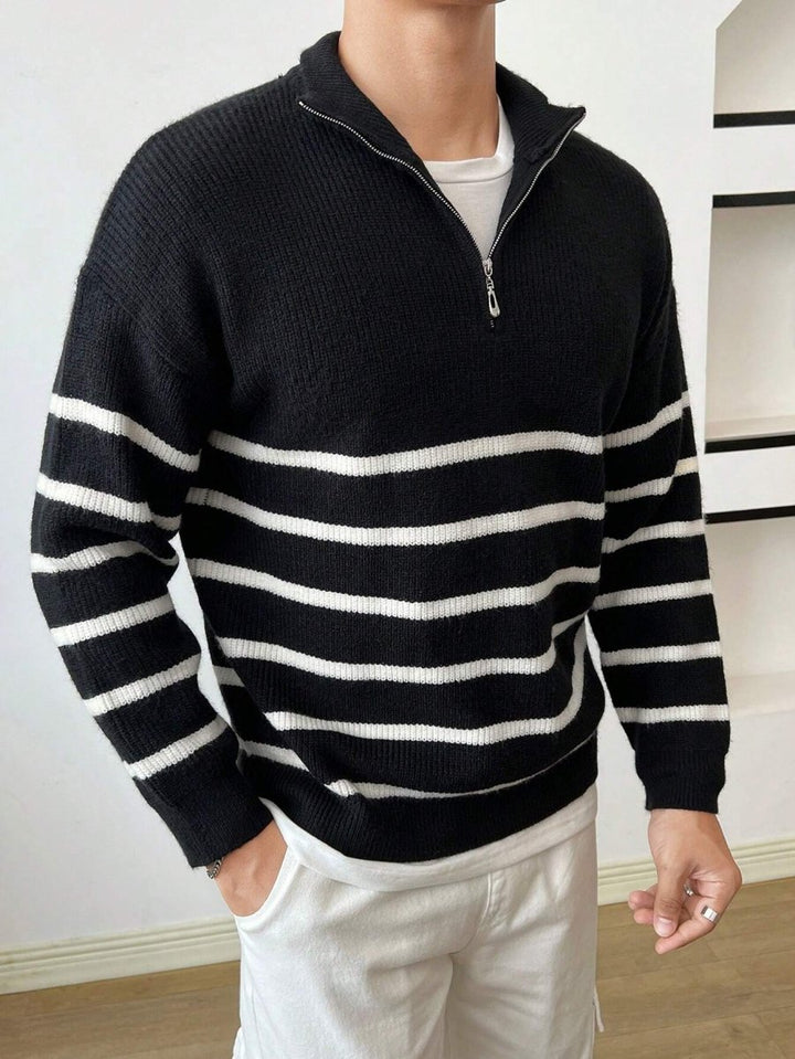 Men's Pullover | Practical Half-Zip & Classic Stripe Design