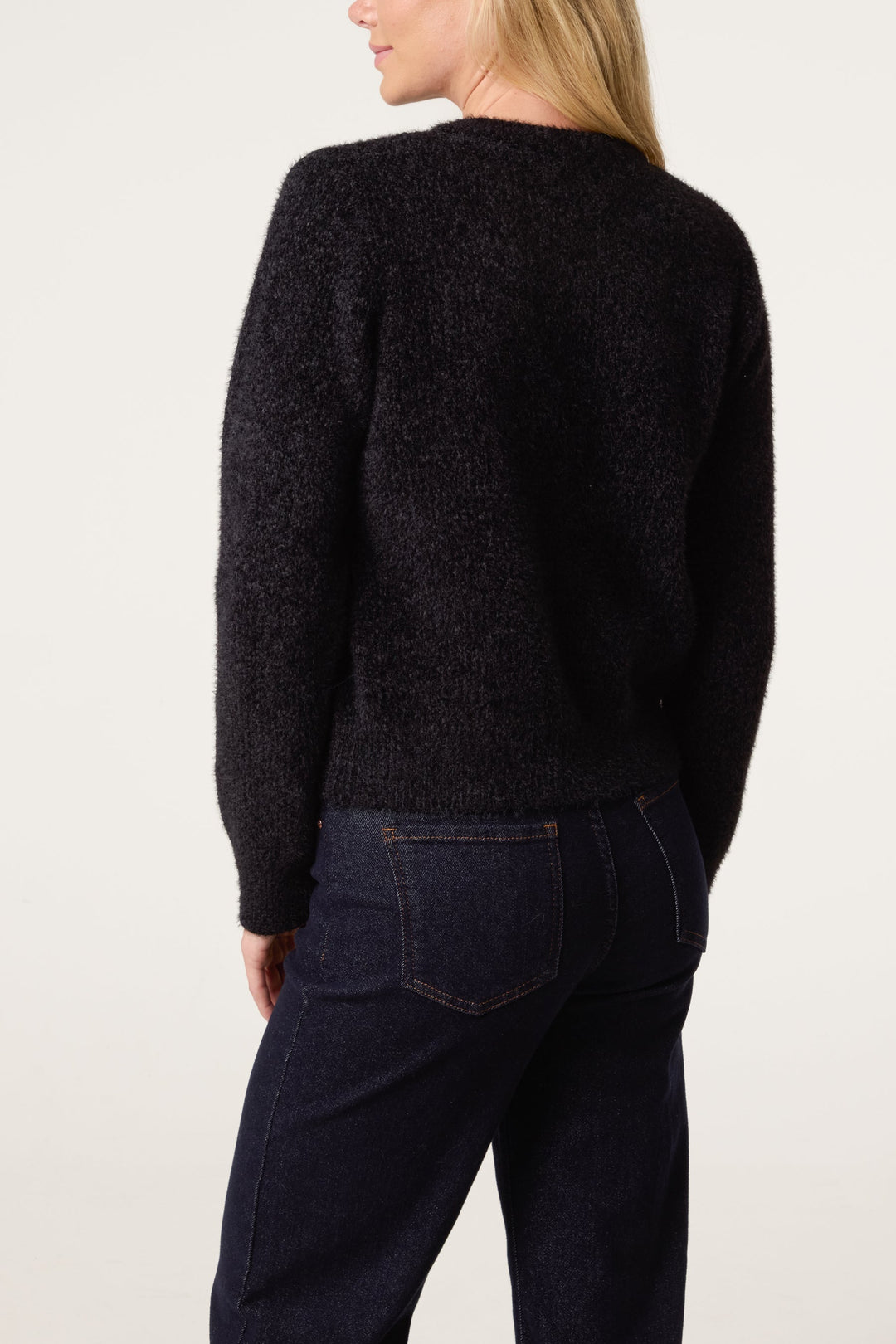 Ladies Cardigan Soft Ribbed Knit with Relaxed Fit