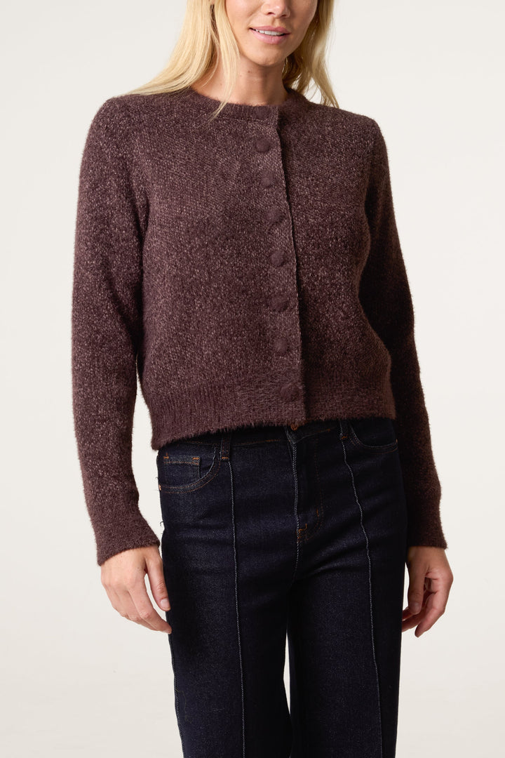Ladies Cardigan Soft Ribbed Knit with Relaxed Fit