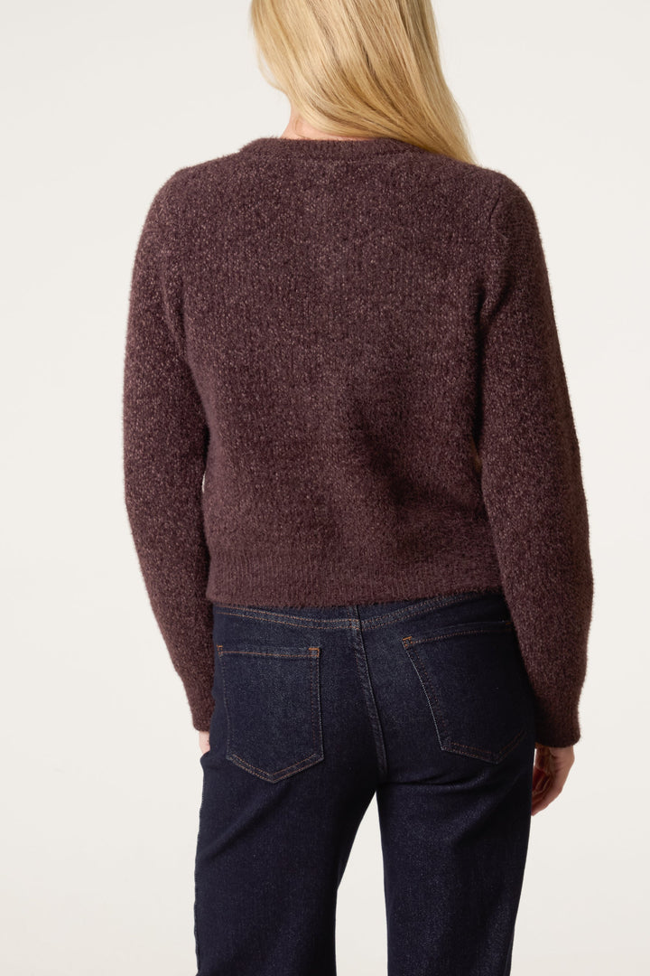 Ladies Cardigan Soft Ribbed Knit with Relaxed Fit