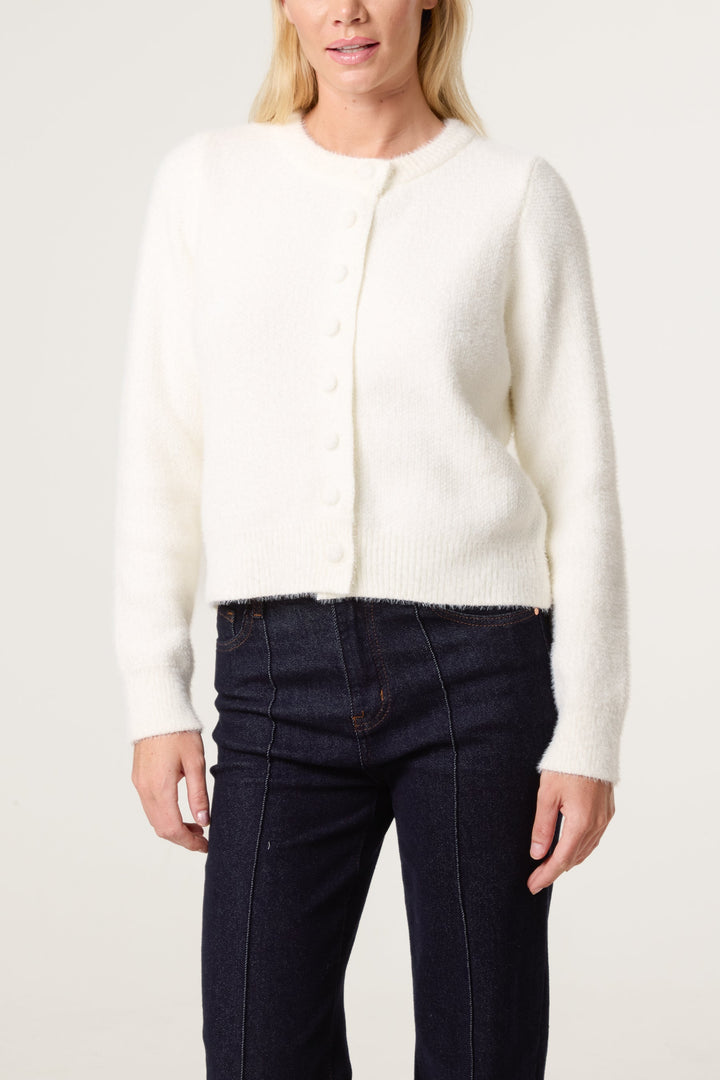 Ladies Cardigan Soft Ribbed Knit with Relaxed Fit