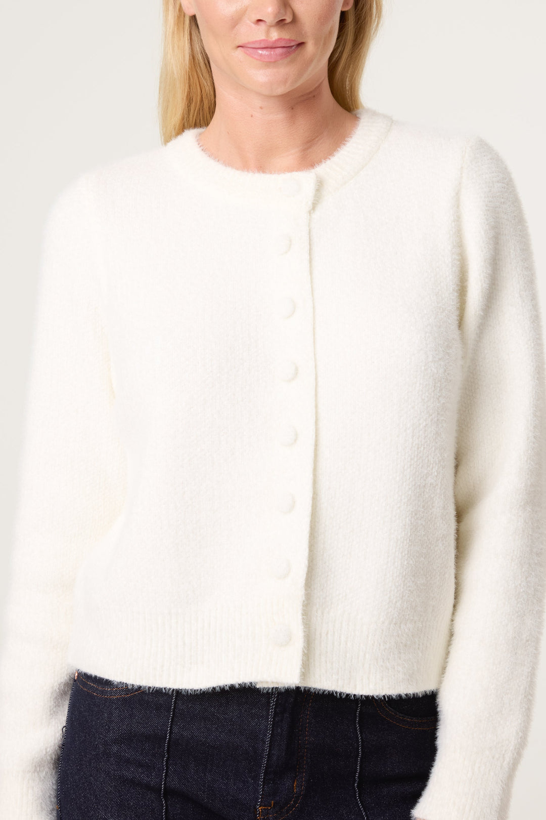 Ladies Cardigan Soft Ribbed Knit with Relaxed Fit