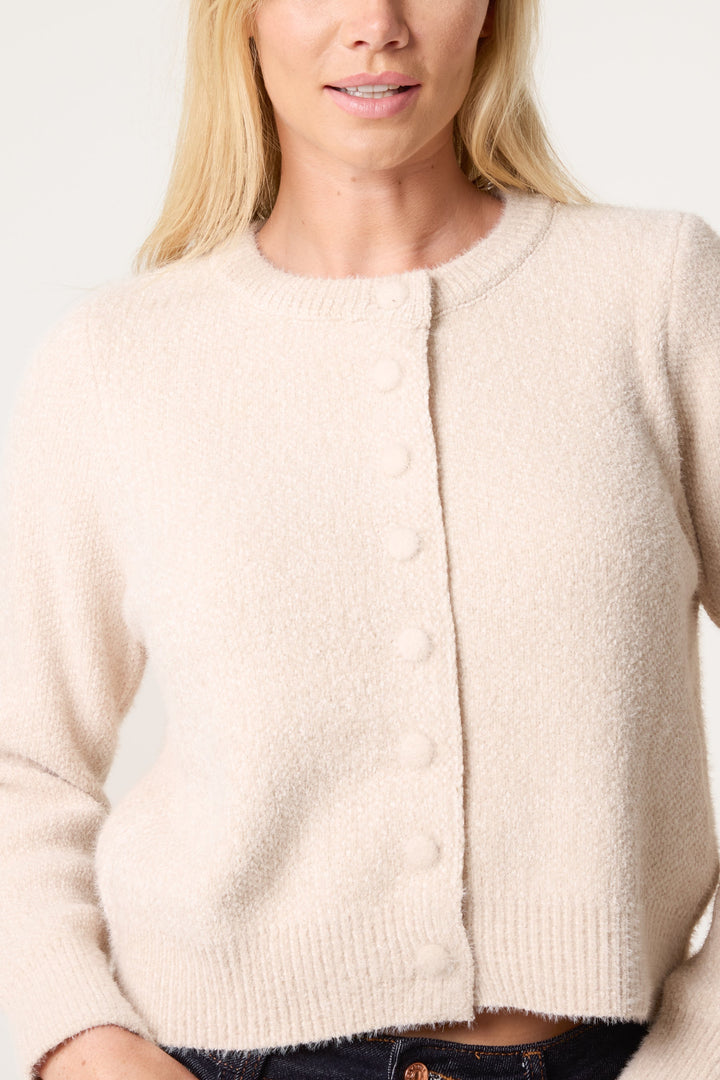 Ladies Cardigan Soft Ribbed Knit with Relaxed Fit
