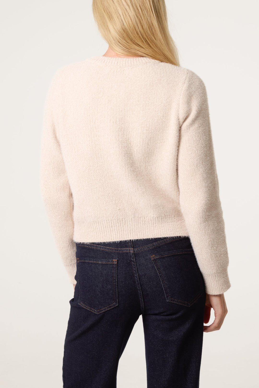 Ladies Cardigan Soft Ribbed Knit with Relaxed Fit