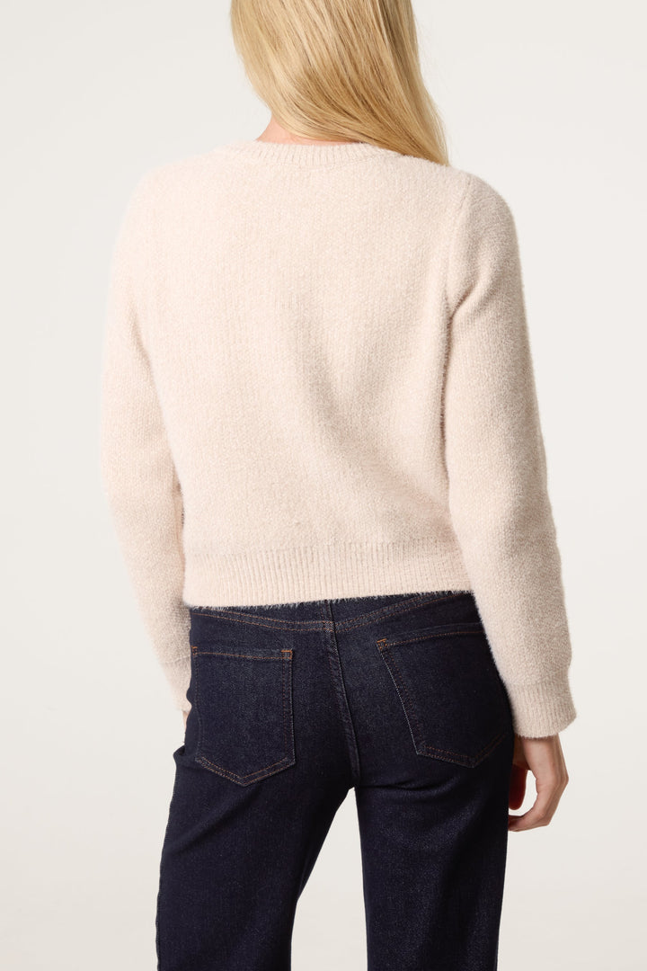 Ladies Cardigan Soft Ribbed Knit with Relaxed Fit