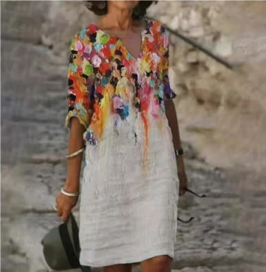 Anja | Women's Long Sleeve Abstract Pattern Shift Dress