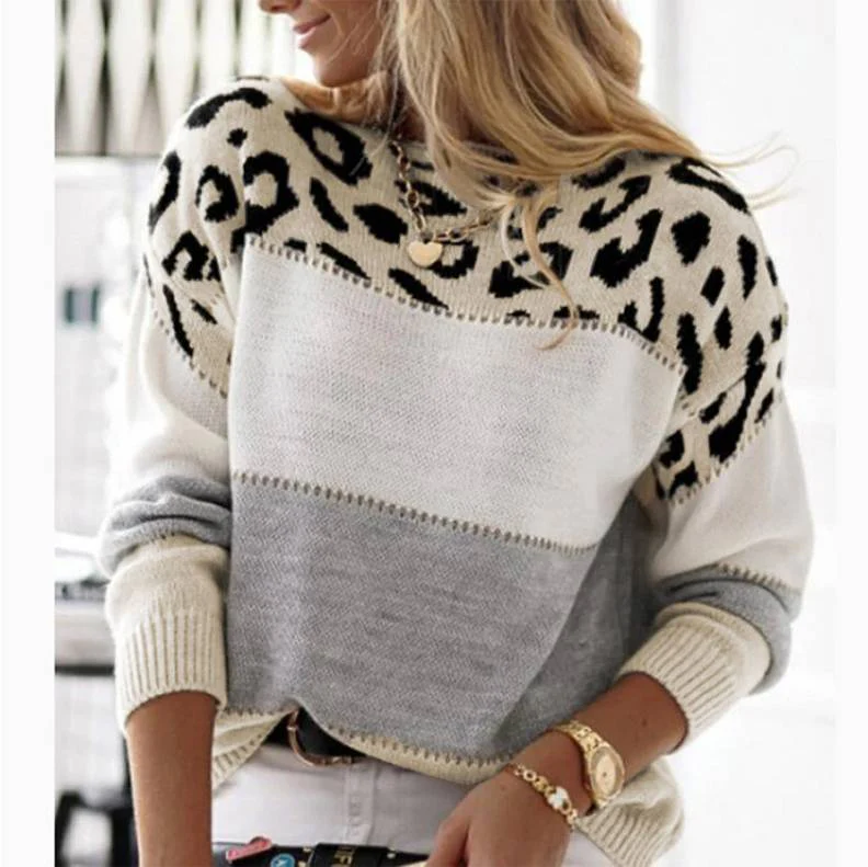 Cheyenne Casual Sweater with Leopard Design - Elena Harper