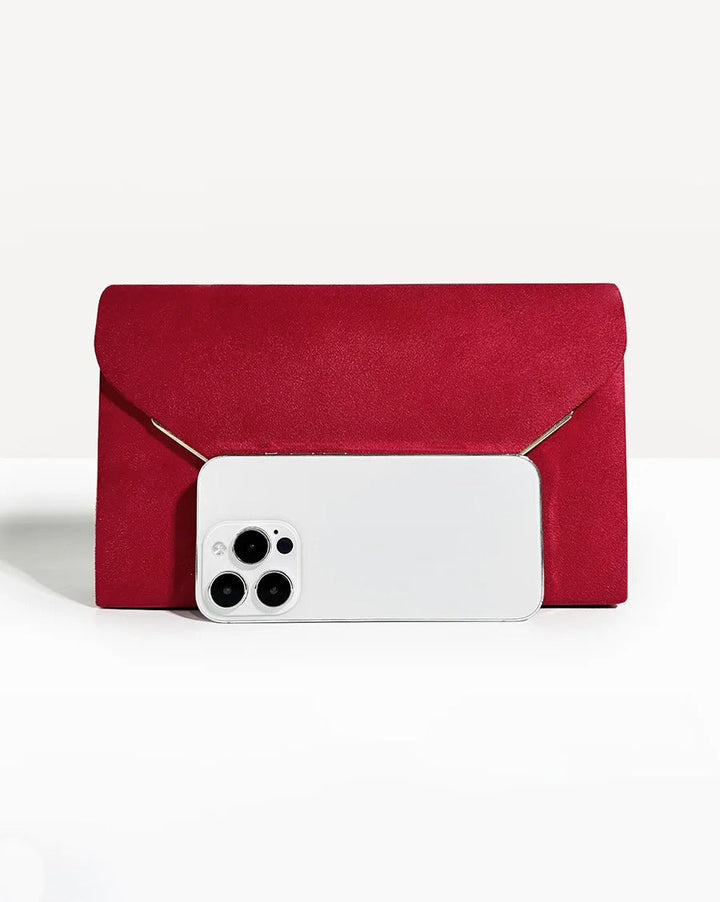 Secret Suede-style Velvet Envelope Handbag, view 6 - Elena Harper