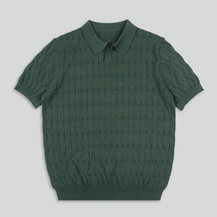 Retro Threads Woven Polo Shirt, view 3 - Elena Harper
