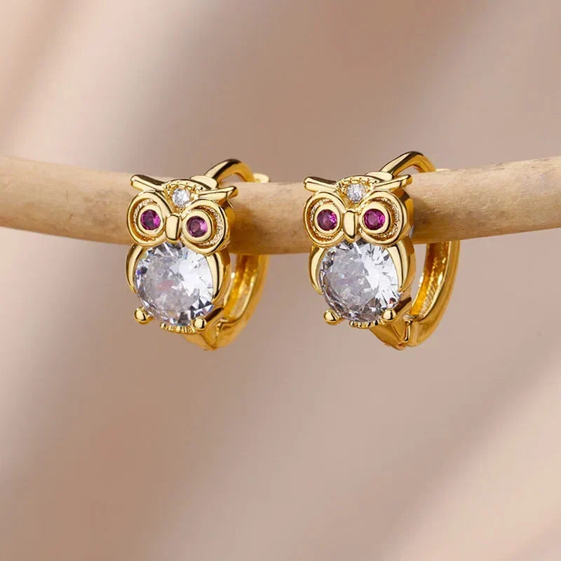 Crystal Animal Hoop Earrings, view 2 - Elena Harper