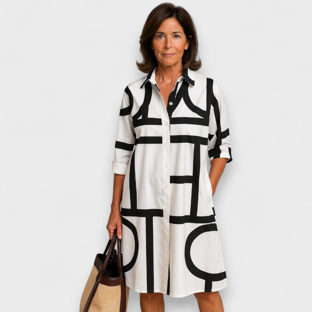 Ramona Elegant Autumn Dress, view 2 - Elena Harper