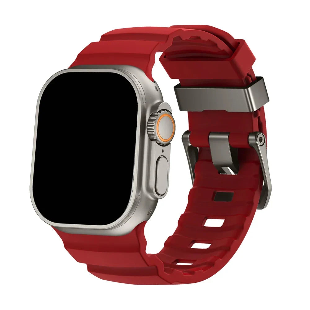 Silicone Watch Band for Apple Watch - Sport Band with Titanium Buckle