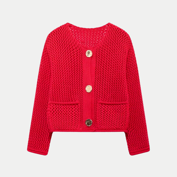 Elegant and Comfortable Buttoned Knit Cardigan for Women, view 4 - Elena Harper