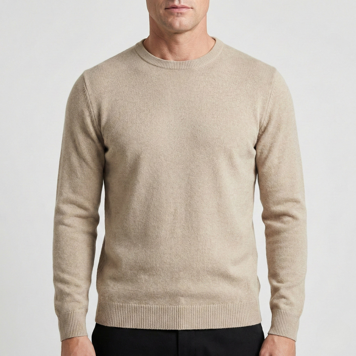 Men's Sweater with Round Neck – Ribbed Edges