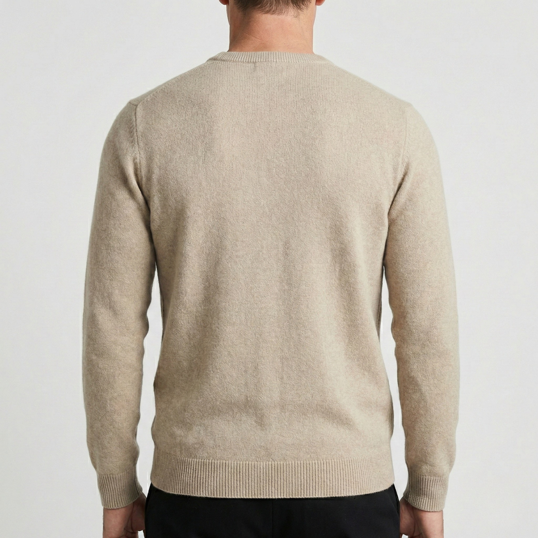 Men's Sweater with Round Neck – Ribbed Edges